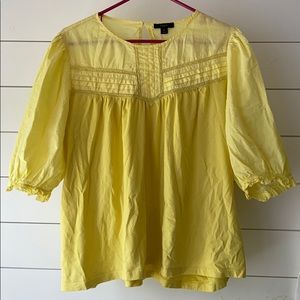J. Crew Yellow Peasant-Style Puffed-Sleeve Blouse